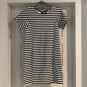 J. Crew Black/White Strip Shift Dress - XS